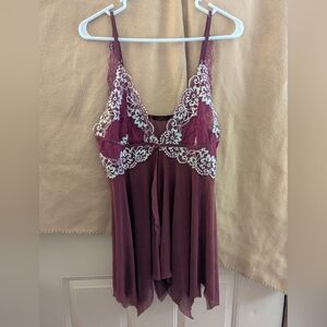 Purple and White Chemise with Lace Detail